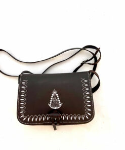 Bolso de Cuero Engrasado con Bordado de la Virgen del Rocío