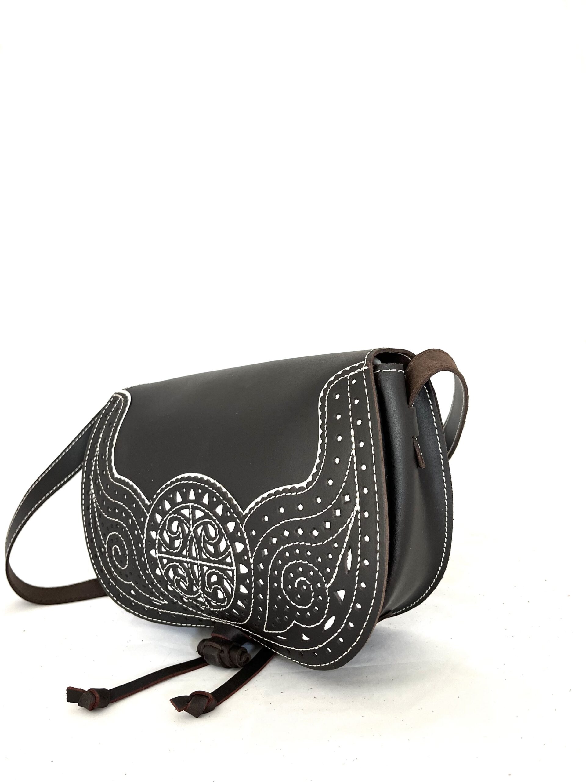 Bolso Media Luna Picado de Cuero