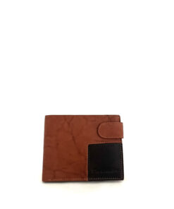 Cartera de piel bicolor con cierre de broche