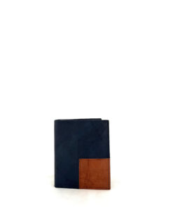 Cartera de piel bicolor vertical