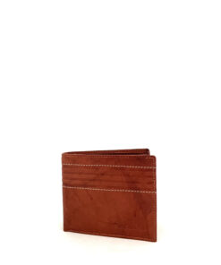Cartera de piel con costuras paralelas decorativas