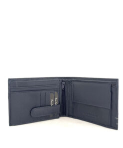 Cartera de piel hombre con monedero y costuras en contraste