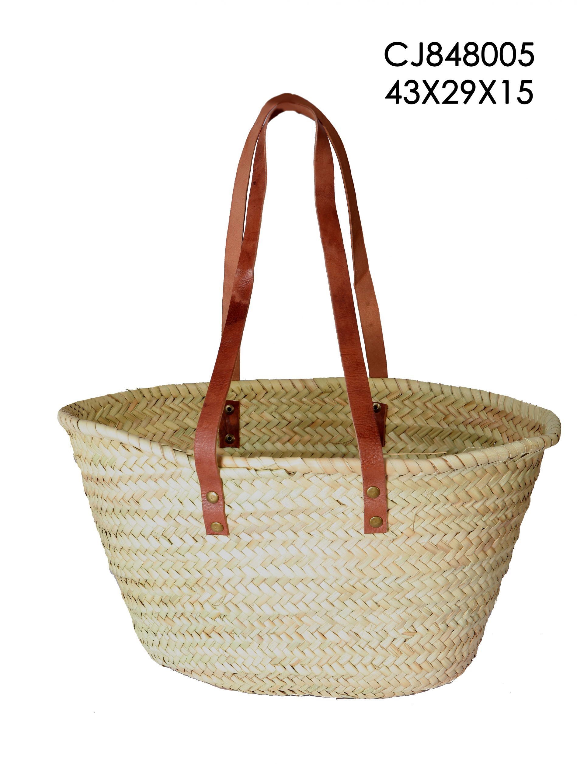 Cesta de palma con dos asas Cesta de mimbre asa larga